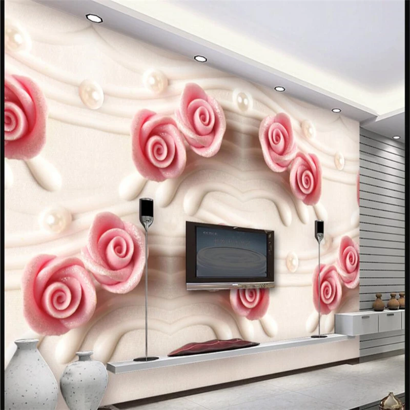 

beibehang Custom wallpaper murals of any size upscale 3D three-dimensional roses living room bedroom TV backdrop wallpaper