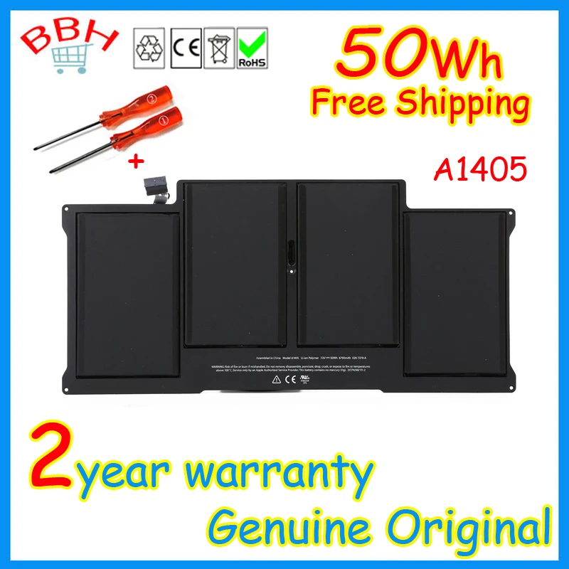 New genuine A1405 battery for apple MacBook Air 13" A1369 A1377 A1466 MC504 MD231 MD232 MC965 MC966 50Wh 7.3V 6700mah batteries
New genuine A1405 battery for apple MacBook Air 13" A1369 A1377 A1466 MC504 MD231 MD232 MC965 MC966 50Wh 7.3V 6700mah batteries