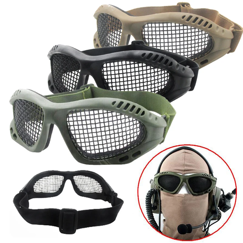 Lunettes de Paintball tactiques de chasse de haute qualité, en treillis métallique en acier, lunettes en filet Airsoft, résistantes aux chocs, protection des yeux pour le jeu