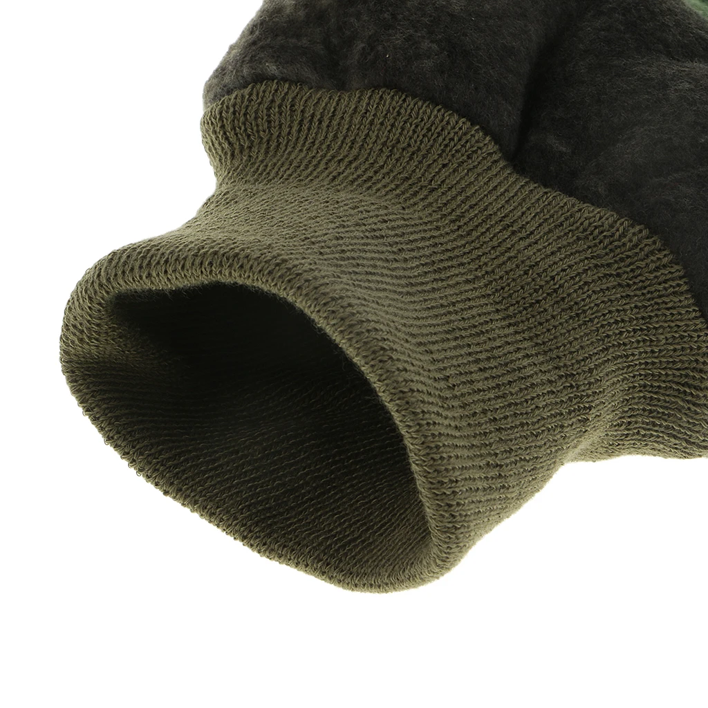 Thick Winter Fishing Gloves Flip Top Gloves Camo Hunting Cycling Riding Gloves w/ Top Cover Fingerless Fishing Apparel