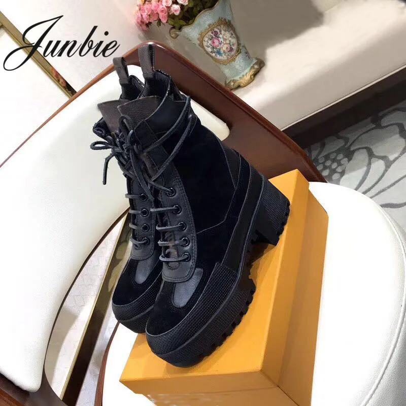 JUNBIE New Genuine Leather Lace Up Women Ankle Boots Round Toe Thick Heel Women Winter Fashion Boots Shoes Women
JUNBIE New Genuine Leather Lace Up Women Ankle Boots Round Toe Thick Heel Women Winter Fashion Boots Shoes Women