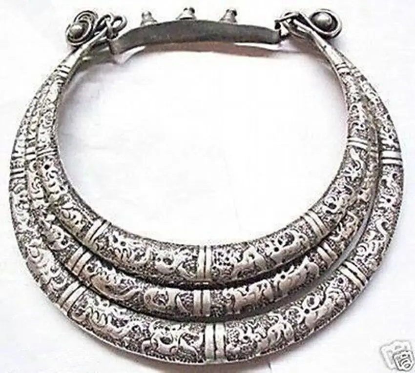 design CHINESE HANDWORK Excellent 3row tibet Hmong Silver necklace fast shipping tools wedding Decoration Brass
design CHINESE HANDWORK Excellent 3row tibet Hmong Silver necklace fast shipping tools wedding Decoration Brass