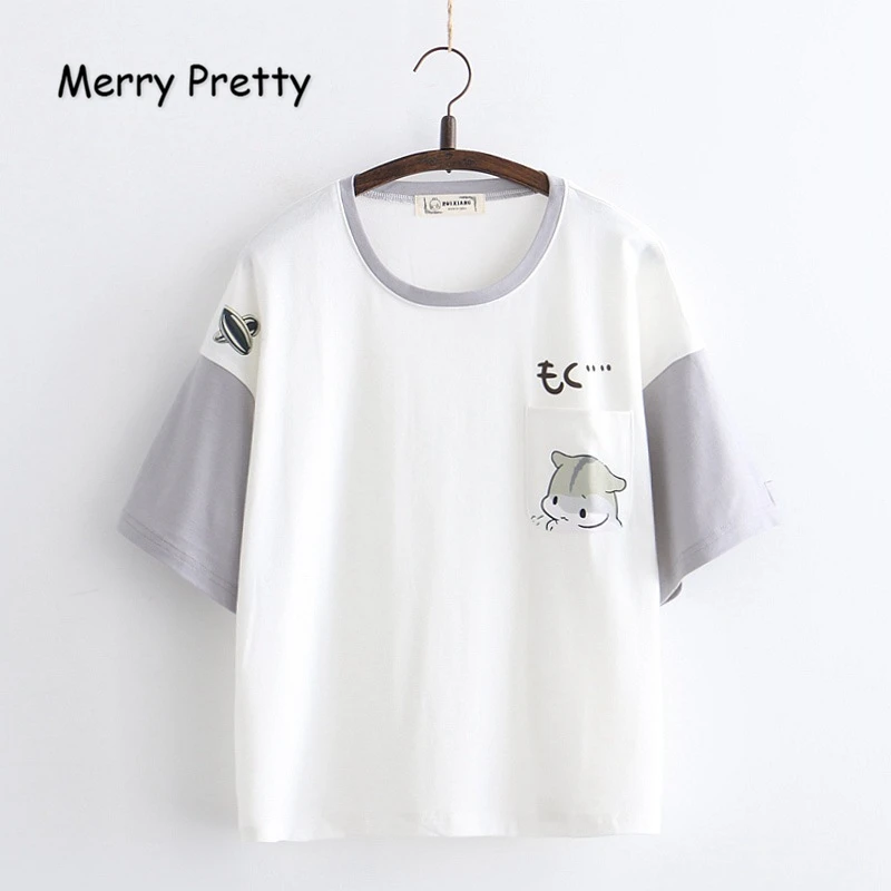 Merry Pretty Women Cartoon Print Patchwork T Shirts Harajuku Style Short Sleeve O-Neck Cotton T Shirt 2019 Summer Loose Tops Tee
Merry Pretty Women Cartoon Print Patchwork T Shirts Harajuku Style Short Sleeve O-Neck Cotton T Shirt 2019 Summer Loose Tops Tee