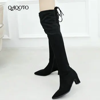 2019 Over the Knee Boots Women Flock Leather Square High Heels Thigh Boots Fashion Pointed Toe Zipper Boots Winter Ladies Shoes 
2019 Over the Knee Boots Women Flock Leather Square High Heels Thigh Boots Fashion Pointed Toe Zipper Boots Winter Ladies Shoes