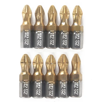 10pcs 25mm Length Titanium Coated PH2 Screwdriver Bits Anti Slip 1/4" Hex Shank Drill Bit for Power Tools
10pcs 25mm Length Titanium Coated PH2 Screwdriver Bits Anti Slip 1/4" Hex Shank Drill Bit for Power Tools