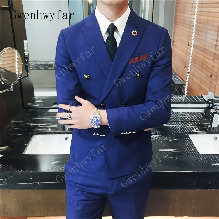 Gwenhwyfar New Men's Royal Blue Slim Fit 2 Pieces Fashion Suit Double Breated Tuxedos Wedding Suit Blazer (Jacket+Trousers)
Gwenhwyfar New Men's Royal Blue Slim Fit 2 Pieces Fashion Suit Double Breated Tuxedos Wedding Suit Blazer (Jacket+Trousers)
