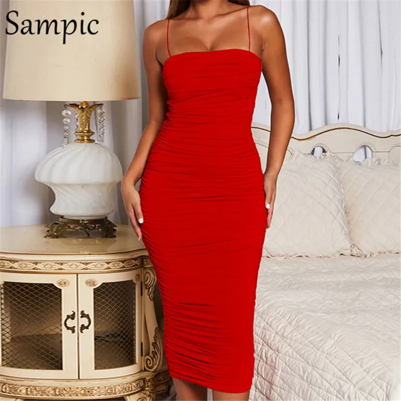 Sampic Sexy Bodycon Spaghetti Strap Dress Backless Club Dresses Woman Party Night White Black Pink Red Women Summer Midi Dress
Sampic Sexy Bodycon Spaghetti Strap Dress Backless Club Dresses Woman Party Night White Black Pink Red Women Summer Midi Dress