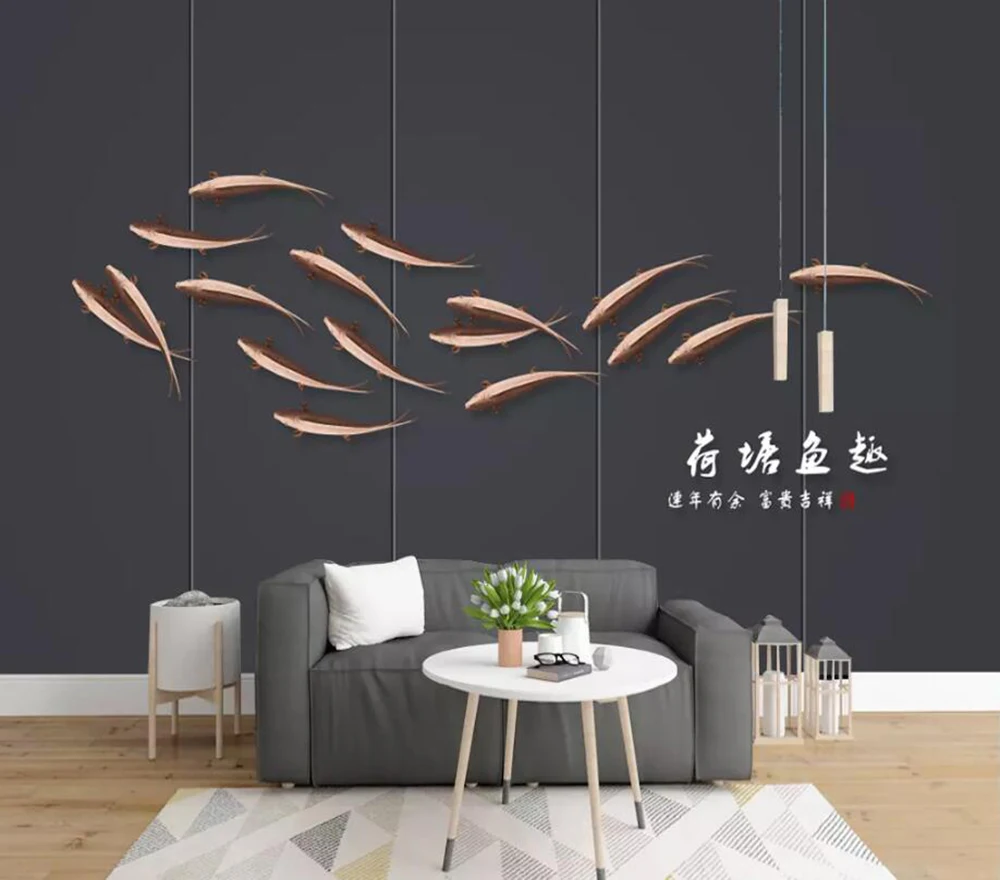 Decorative wallpaper Northern European 3D lotus pond fish fun metal koi background wall
Decorative wallpaper Northern European 3D lotus pond fish fun metal koi background wall