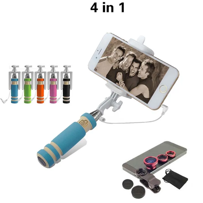 New 4in1 Include 3in1 Clip fish eye lens macro mobile lens wide angle with Super Mini Wired Selfie Stick Extendable Hand Monopod
New 4in1 Include 3in1 Clip fish eye lens macro mobile lens wide angle with Super Mini Wired Selfie Stick Extendable Hand Monopod