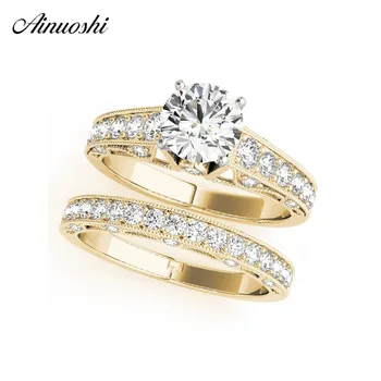 AINUOSHI Trendy 925 Sterling Silver Wedding Yellow Gold Color Engagement Ring Set 1ct Round Bridal Party Ring Sets Jewelry Gifts
AINUOSHI Trendy 925 Sterling Silver Wedding Yellow Gold Color Engagement Ring Set 1ct Round Bridal Party Ring Sets Jewelry Gifts