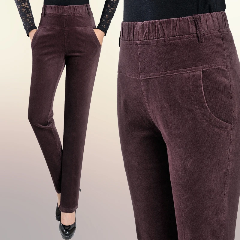 Autumn and winter section of cashmere pants women in the elderly corduroy pants high waist casual pants large size loose pants
Autumn and winter section of cashmere pants women in the elderly corduroy pants high waist casual pants large size loose pants