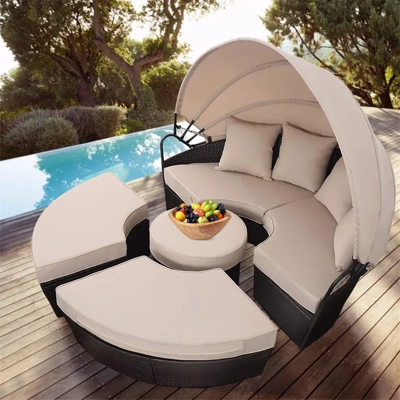 Outdoor Patio Rattan Retractable Canopy Daybed Sturdy and Durable Construction Outdoor Furniture Sets Elegant Style HW53895+
Outdoor Patio Rattan Retractable Canopy Daybed Sturdy and Durable Construction Outdoor Furniture Sets Elegant Style HW53895+