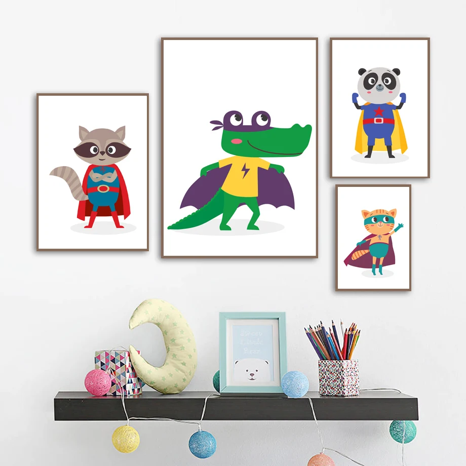 Superhero Rabbit Dinosaur Cat Crocodile Raccoon Wall Art Canvas Painting Nordic Posters And Prints Wall Pictures Kids Room Decor
Superhero Rabbit Dinosaur Cat Crocodile Raccoon Wall Art Canvas Painting Nordic Posters And Prints Wall Pictures Kids Room Decor