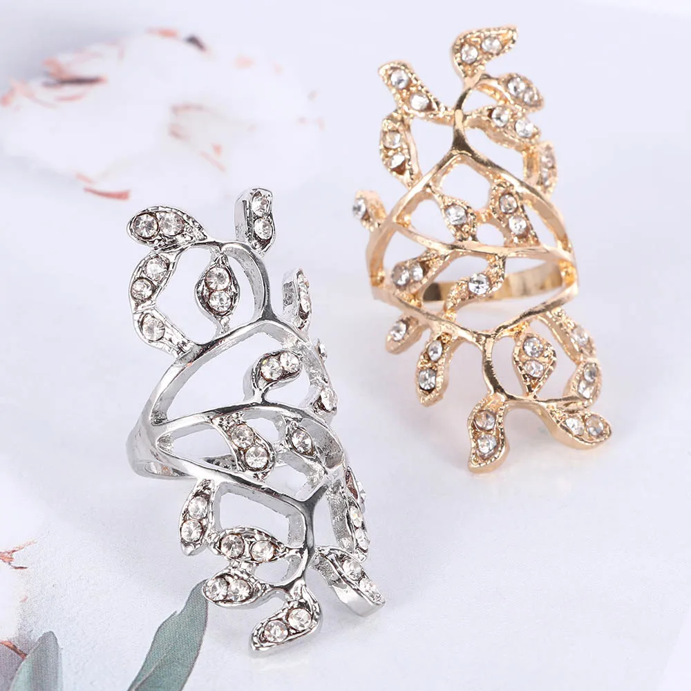 Fashion Jewelry Women Silver Gold Color Rings White Crystal Filled Long Wide Hollow Leaf Rings Wedding Jewelry
Fashion Jewelry Women Silver Gold Color Rings White Crystal Filled Long Wide Hollow Leaf Rings Wedding Jewelry