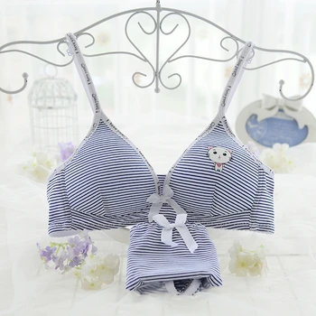 Soft Cotton Bra set for Girls Lady Women Sexy lingerie Cute Striped Cartoon Lovely Bra Push up Underwear bra and panty set
Soft Cotton Bra set for Girls Lady Women Sexy lingerie Cute Striped Cartoon Lovely Bra Push up Underwear bra and panty set