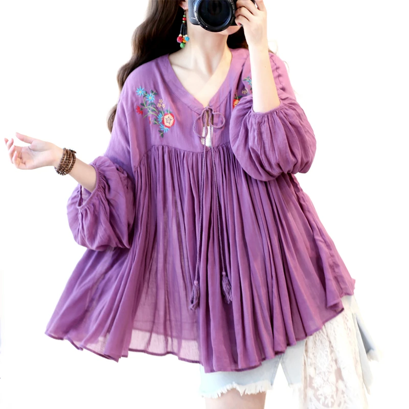 Ruffle Boho Cotton Blouse Top Women 2019 Summer Embroidery Retro Long Sleeve V neck Mori Shirt Ladies Casual Beach Wear Tunic
Ruffle Boho Cotton Blouse Top Women 2019 Summer Embroidery Retro Long Sleeve V neck Mori Shirt Ladies Casual Beach Wear Tunic