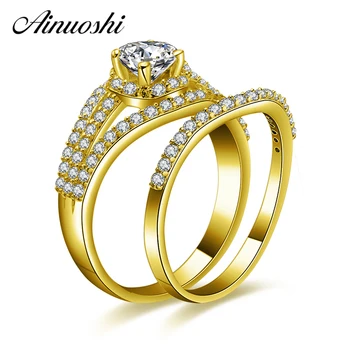 AINUOSHI 14K Solid Yellow Gold Rings Set 0.5ct Round Cut Prong Setting Bridal Set Luxurious Wedding Band Women Halo Rings Set
AINUOSHI 14K Solid Yellow Gold Rings Set 0.5ct Round Cut Prong Setting Bridal Set Luxurious Wedding Band Women Halo Rings Set