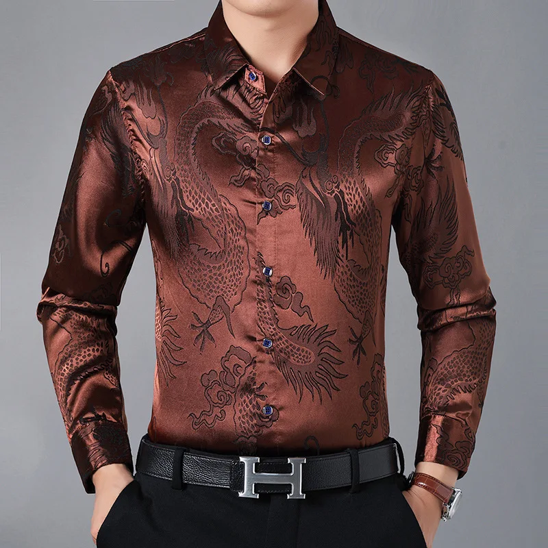 Chinese style embossed dragon pattern high-end luxury long sleeve shirt Autumn 2018 quality silk cotton boutique shirt men M-3XL
Chinese style embossed dragon pattern high-end luxury long sleeve shirt Autumn 2018 quality silk cotton boutique shirt men M-3XL