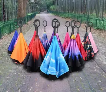 2018 Creative Inverted Umbrellas Double Layer With C Handle Inside Out Reverse Windproof Umbrella
2018 Creative Inverted Umbrellas Double Layer With C Handle Inside Out Reverse Windproof Umbrella
