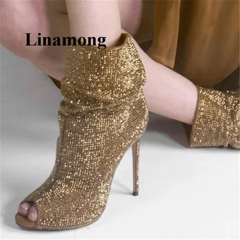 Crystal Bling Bling High Heels Boots Thin High Heel Peep Toe Women Boots Spring Autumn Ankle Boots Fashion High Heel Boots
Crystal Bling Bling High Heels Boots Thin High Heel Peep Toe Women Boots Spring Autumn Ankle Boots Fashion High Heel Boots