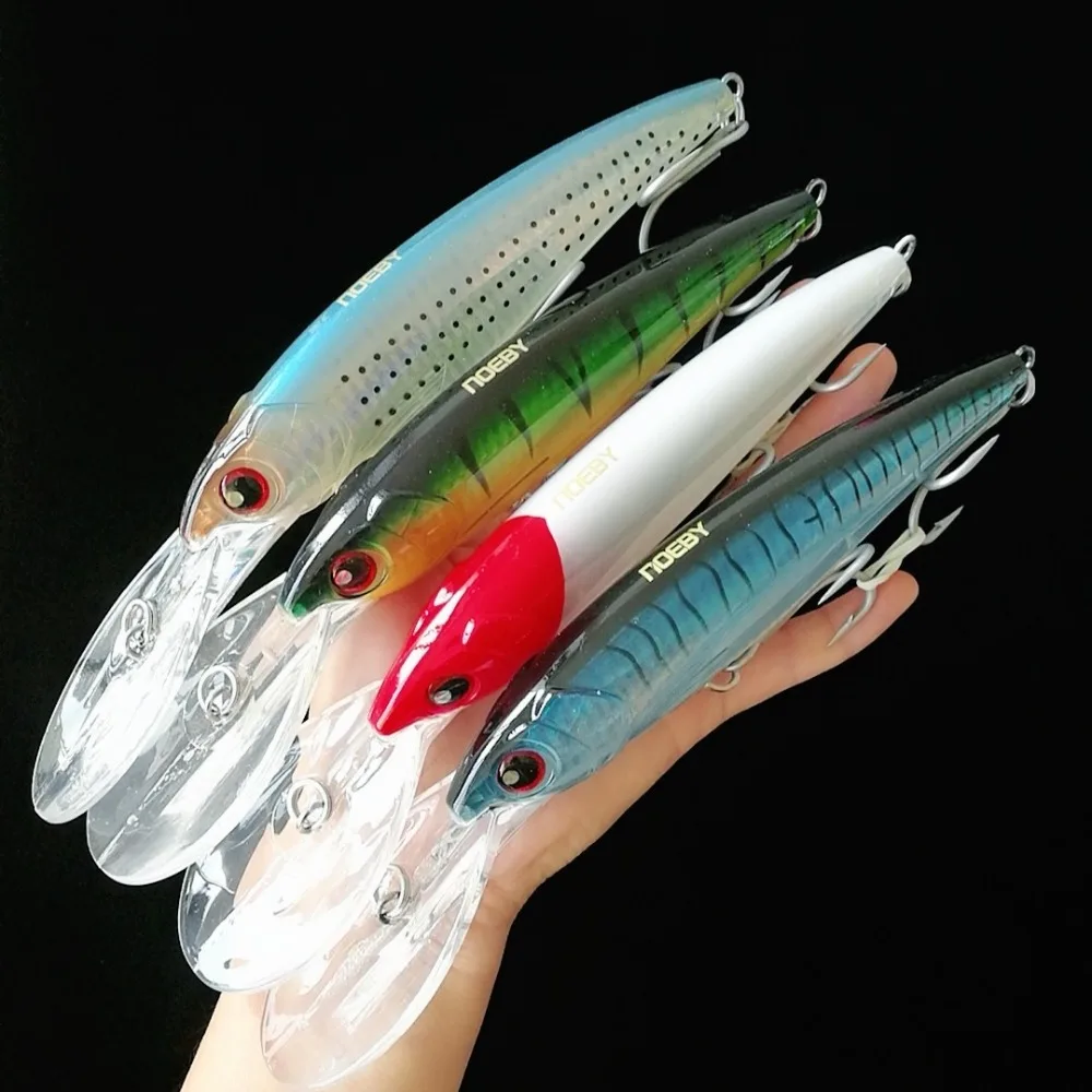 NOEBY 4pcs/lot Big tongue minnow lure 60g/160mm Floating 0-8m 3D eyes Artificial big hard lure fishing lure
NOEBY 4pcs/lot Big tongue minnow lure 60g/160mm Floating 0-8m 3D eyes Artificial big hard lure fishing lure