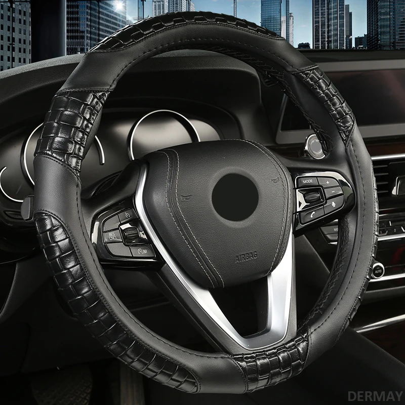 DERMAY Leather Auto Car Steering Wheel Cover 38CM/15'' Anti-catch Holder Protector Interior Accessories Soft Comfortable
DERMAY Leather Auto Car Steering Wheel Cover 38CM/15'' Anti-catch Holder Protector Interior Accessories Soft Comfortable