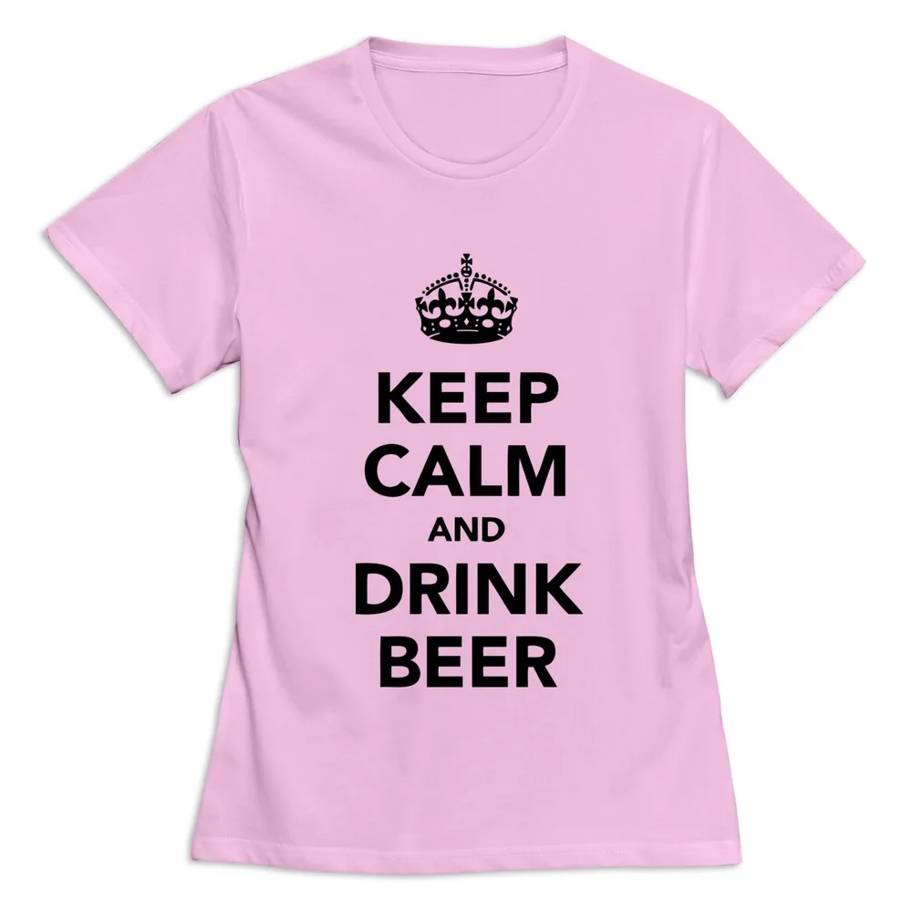 keep calm and drink beer T-Shirt for Women's O-Neck Regular Woman Tee Shirts 2015 Brand New | Женская одежда
