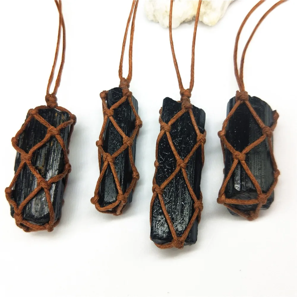 1Pc Natural Black Tourmaline Retro Raw Pendant Crystal Hand-Woven Jet Stone Ore Radiation Protection Stone Craft Random
1Pc Natural Black Tourmaline Retro Raw Pendant Crystal Hand-Woven Jet Stone Ore Radiation Protection Stone Craft Random