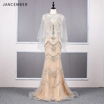 JANCEMBER платья вечерние длинные Crystal Pattern Feathers Pearls Sleeveless High-Neck Illusion Mermaid Court Train prom gown
JANCEMBER платья вечерние длинные Crystal Pattern Feathers Pearls Sleeveless High-Neck Illusion Mermaid Court Train prom gown