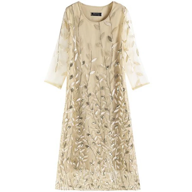 Summer sexy fashion temperament ladies loose large size sequins high-grade embroidery dress
Summer sexy fashion temperament ladies loose large size sequins high-grade embroidery dress