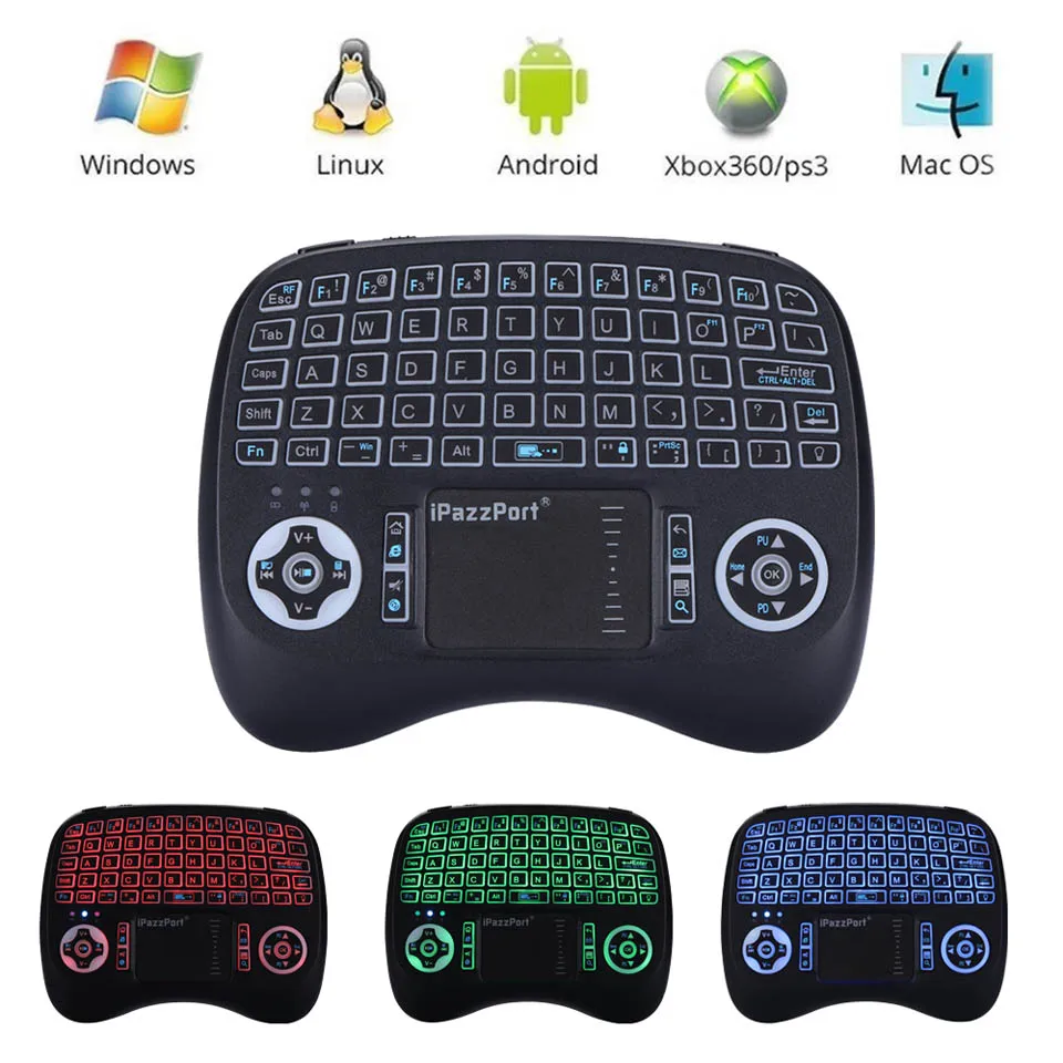 

21TL RGB Backlit English Russian Spanish 2.4GHz Wireless Keyboard Air Mouse with battery Touchpad For Android TV Box Mini PC