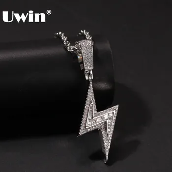 UWIN Silver Color Iced Bolt Necklaces Fashion CZ Pendant Lightning Pendants Jewelry Mens Fashion Hiphop Chains Drop Shipping
UWIN Silver Color Iced Bolt Necklaces Fashion CZ Pendant Lightning Pendants Jewelry Mens Fashion Hiphop Chains Drop Shipping