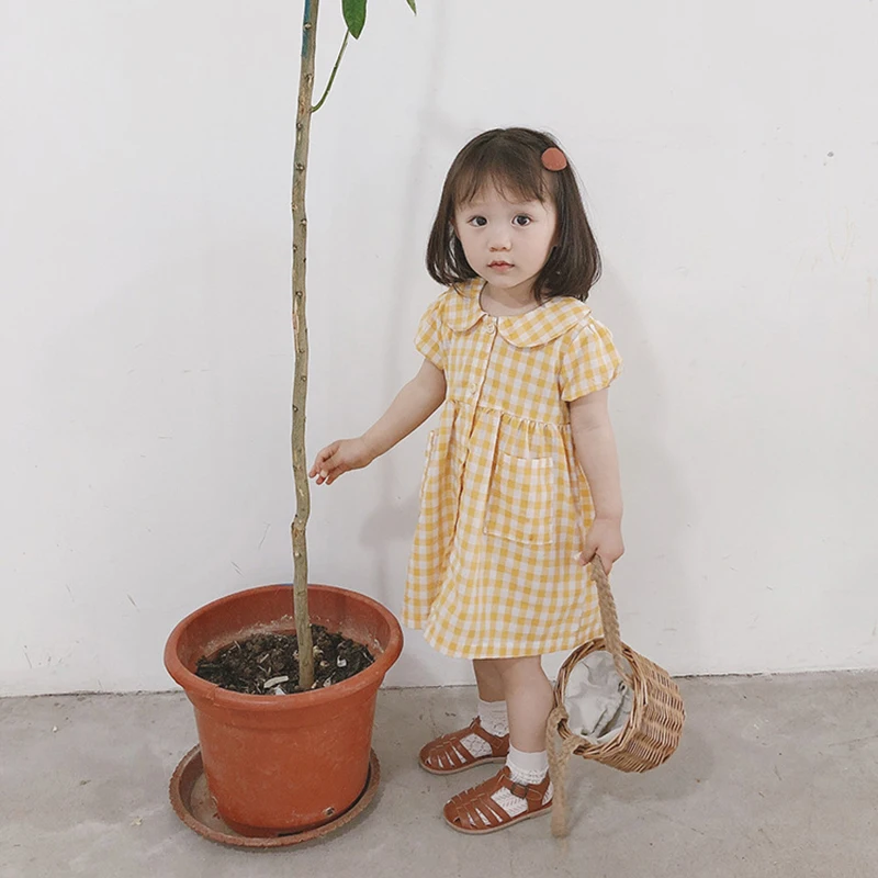 2019 New Korean Style Retro Baby Girls Plaid Single-Breasted Dress Kids Dresses For Girls Cute Children'S Clothing
2019 New Korean Style Retro Baby Girls Plaid Single-Breasted Dress Kids Dresses For Girls Cute Children'S Clothing