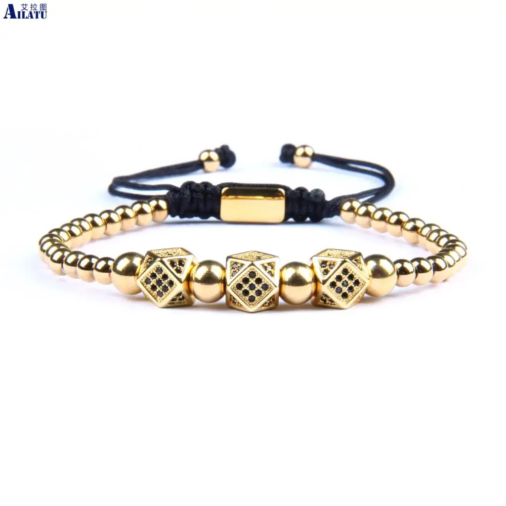 Ailatu New Luxury Irregular Geometric Faced CZ Rivet Braiding Bracelets With Stainless Steel Beads Top Quality
Ailatu New Luxury Irregular Geometric Faced CZ Rivet Braiding Bracelets With Stainless Steel Beads Top Quality