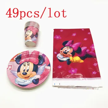 Cartoon Minnie Mouse Theme 49Pcs/Lot Disposable Cups Plates Wedding Plastic Tablecloth Girl Birthday Party Decoration Supply
Cartoon Minnie Mouse Theme 49Pcs/Lot Disposable Cups Plates Wedding Plastic Tablecloth Girl Birthday Party Decoration Supply