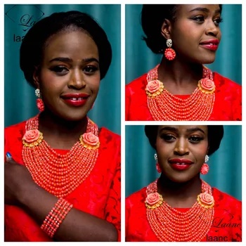Laanc Brand Nigerian Wedding Costume African Beads Necklace Genuine Natural Pink Coral Jewelry Set Free Shipping AL278
Laanc Brand Nigerian Wedding Costume African Beads Necklace Genuine Natural Pink Coral Jewelry Set Free Shipping AL278