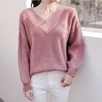 Qiukichonson 2018 Vintage V Neck Sweater Women Autumn Winter Tops Korean Fashion Jumper Pullover Long Sleeve pull femme
Qiukichonson 2018 Vintage V Neck Sweater Women Autumn Winter Tops Korean Fashion Jumper Pullover Long Sleeve pull femme