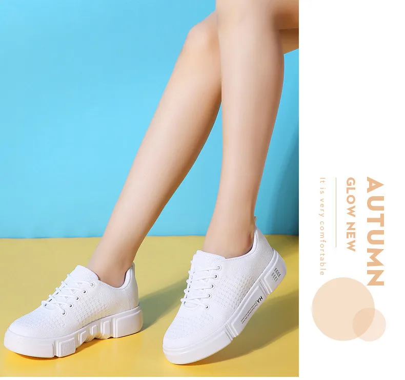 Spring NEW Women Sneakers Shoes Ladies lace up flat Platform white sneakers for Women Mesh Sock Casual Shoes Creepers (8)