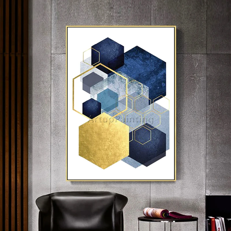 Geometric Gold Blue Acrylic Morden Abstract Painting on Canvas Hand Painted Wall Art Pictures for Living Room Home Decoracion
Geometric Gold Blue Acrylic Morden Abstract Painting on Canvas Hand Painted Wall Art Pictures for Living Room Home Decoracion