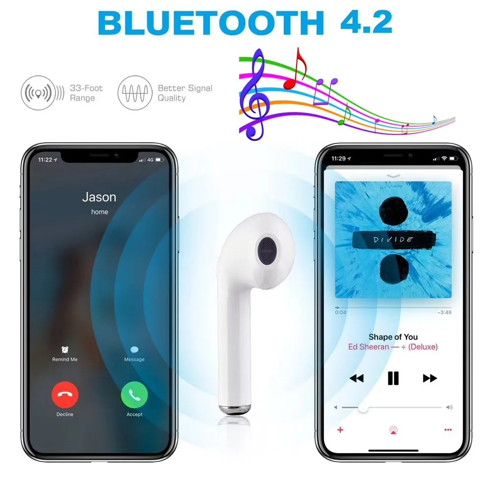 YODELI Airpods Bluetooth Earphone I7S TWS Twins Wireless Headphones Bass Headset With Microphone For iPhone 6 7 8 S Xiaomi Phone (3)