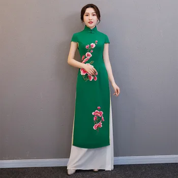 2020 Summer Print Floral Chinese Lady Cheongsam Novelty Performance Stage Long Aodai Dress Oversize 3XL 4XL Short Sleeve Qipao
2020 Summer Print Floral Chinese Lady Cheongsam Novelty Performance Stage Long Aodai Dress Oversize 3XL 4XL Short Sleeve Qipao