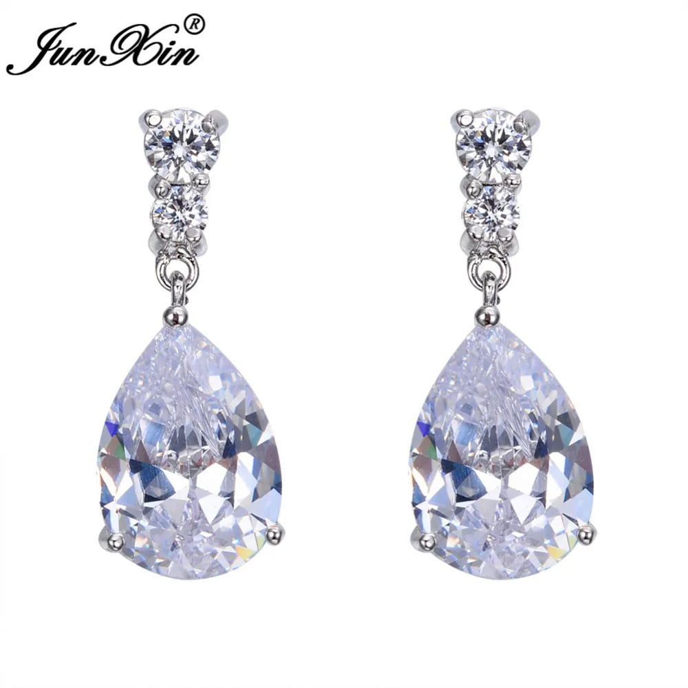JUNXIN Cute Female Long Water Drop Earring White Gold Dangle Earrings For Women Party Wedding Jewelry Double Sided Earrings
JUNXIN Cute Female Long Water Drop Earring White Gold Dangle Earrings For Women Party Wedding Jewelry Double Sided Earrings