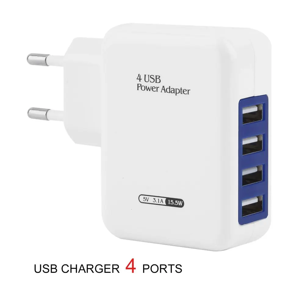 10pcs 4 Ports USB HUB Power Adapter Wall Home Travel Charger For Smart Phone