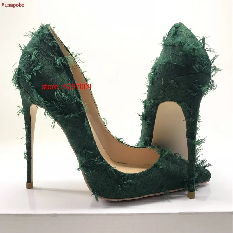 Fashion-Fringe-Flock-Green-High-Heels-Pumps-Woman-New-Party-Stiletto-Shallow-Women-Shoes-Thin-High (2)