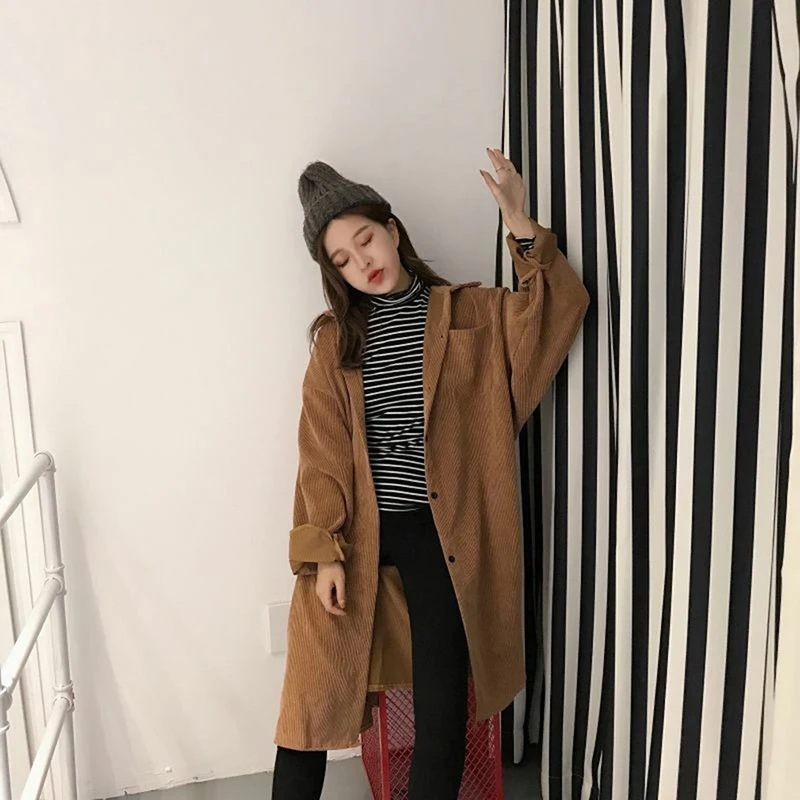 2019 New Style Autumn Women Jackets Long Sleeve Turn-Down Collar Loose Casual Long Coat Female Outerwear Chamarras De Mujer
2019 New Style Autumn Women Jackets Long Sleeve Turn-Down Collar Loose Casual Long Coat Female Outerwear Chamarras De Mujer