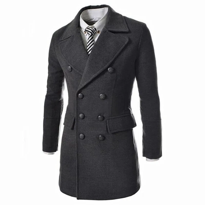 Men's winter long solid color Slim double-breasted woolen coat / high quality simple classic wool woolen windbreaker
Men's winter long solid color Slim double-breasted woolen coat / high quality simple classic wool woolen windbreaker