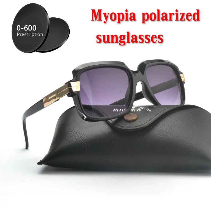 

MINCL Men Square Polarized sun glasses ladies polarized sunglasses Diopter Custom Made Myopia Minus Prescription Lens 0 to -6 NX