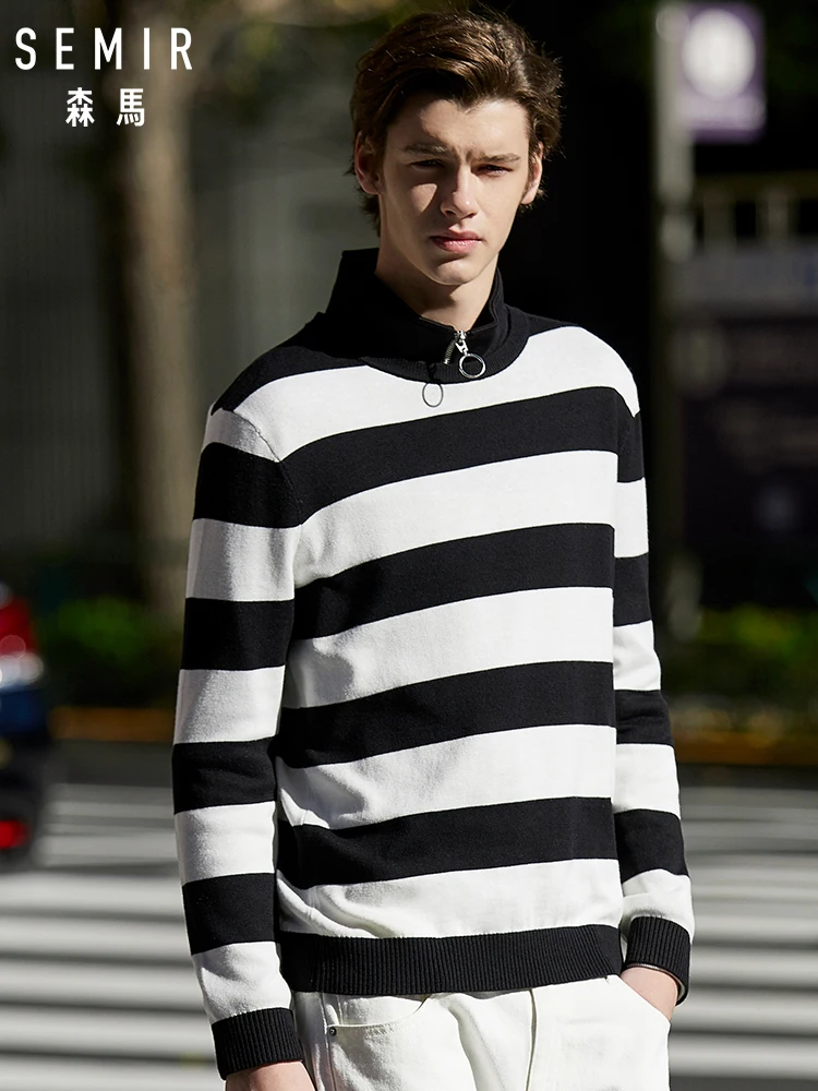 SEMIR Men Striped Sweater Men Fine-Knit Sweater Pullover Sweater Soft Cotton with Ribbed Crewneck Cuffs and Hem for Spring
SEMIR Men Striped Sweater Men Fine-Knit Sweater Pullover Sweater Soft Cotton with Ribbed Crewneck Cuffs and Hem for Spring