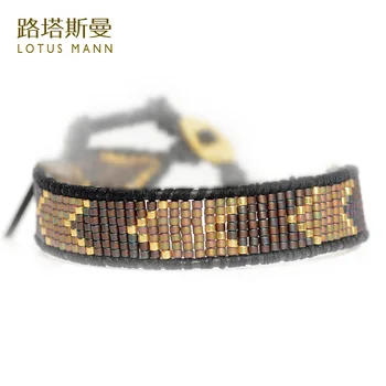 Lotus Mann Free symbol of 7 m beads parquet lap black leather cord bracelet New metal color men and women
Lotus Mann Free symbol of 7 m beads parquet lap black leather cord bracelet New metal color men and women