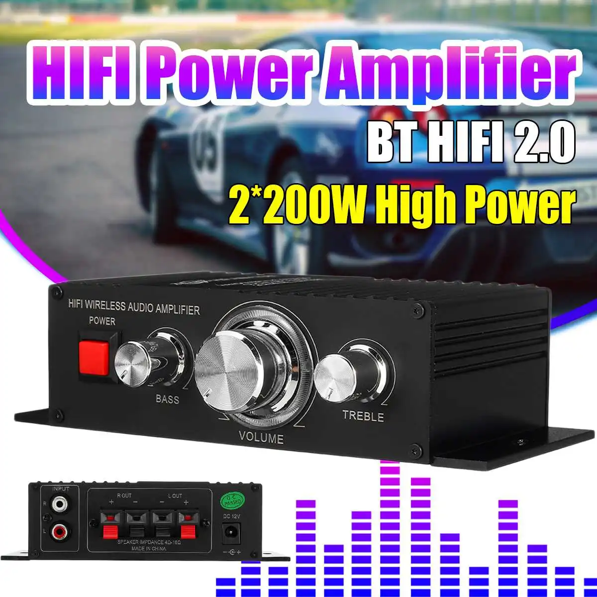 400W 2*200W Stereo Hifi Car Home Subwoofer Amplifier Amp Sound Speaker bluetooth 4.2+EDR Audio LED Design
400W 2*200W Stereo Hifi Car Home Subwoofer Amplifier Amp Sound Speaker bluetooth 4.2+EDR Audio LED Design